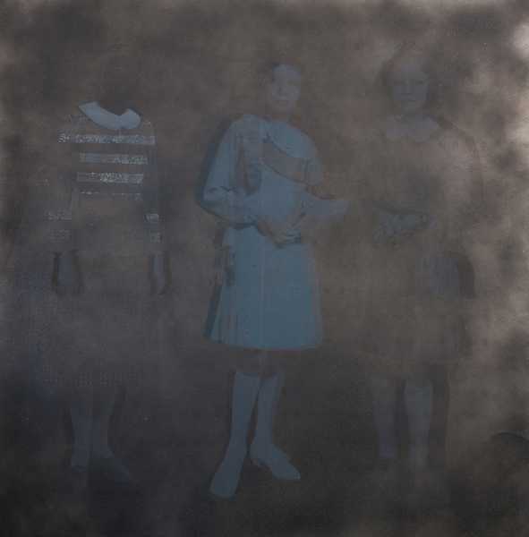 01-Communiants-110X110cm-sérigraphie et collage sur aluminium